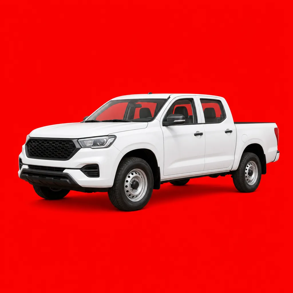 A white dual-cab work ute