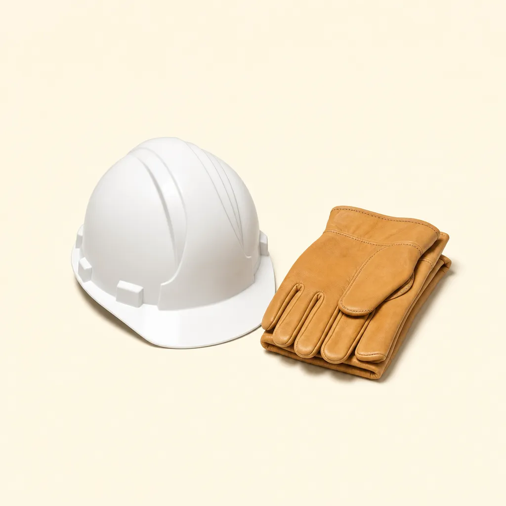 Hard hat and work gloves